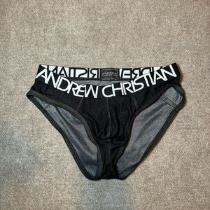 NWOT Andrew Christian Black Gray Denim Cotton Brief (M)